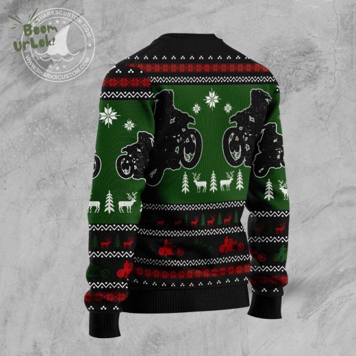 Santa Born to Ride Motorcycle Ugly Christmas Sweater