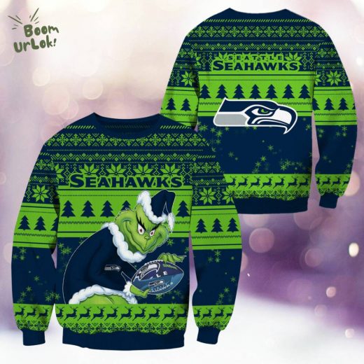 Seattle Seahawks Christmas Grinch Knitted Sweater – Cozy NFL Apparel