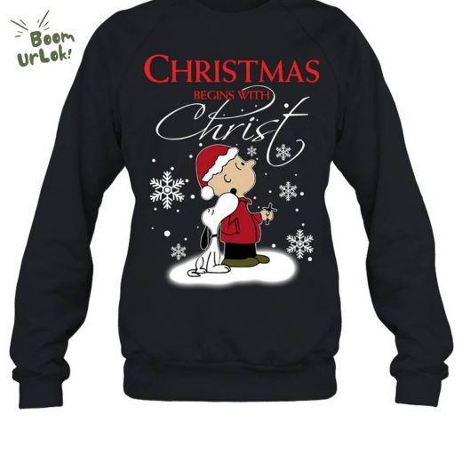 Snoopy Christmas Begins With Christ Sweatshirt M128