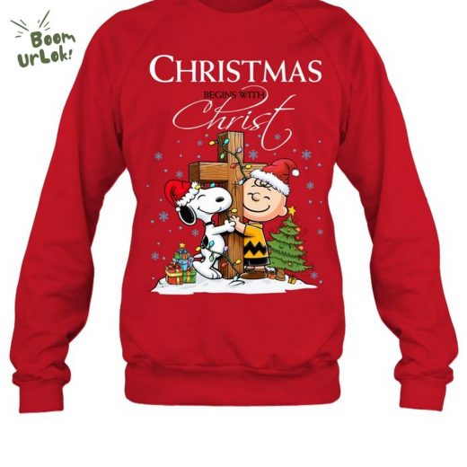 Snoopy Christmas Begins With Christ Sweatshirt M132