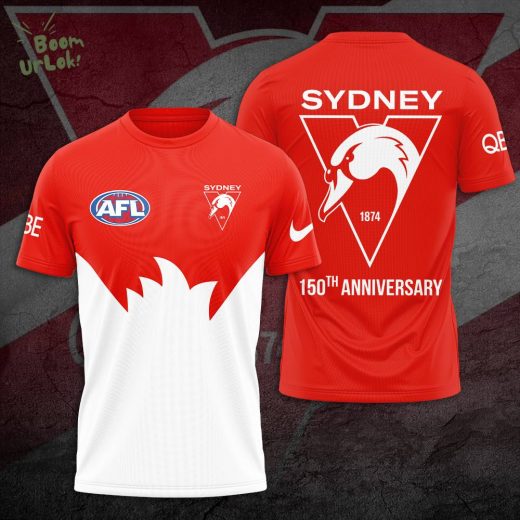 Sydney Swans 150th Anniversary 3D T-Shirt – AFL Commemorative Shirt