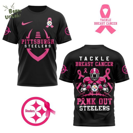 Tackle Breast Cancer Steelers White Hot New Design 2024 Black Shirt – NFL Awareness Shirt