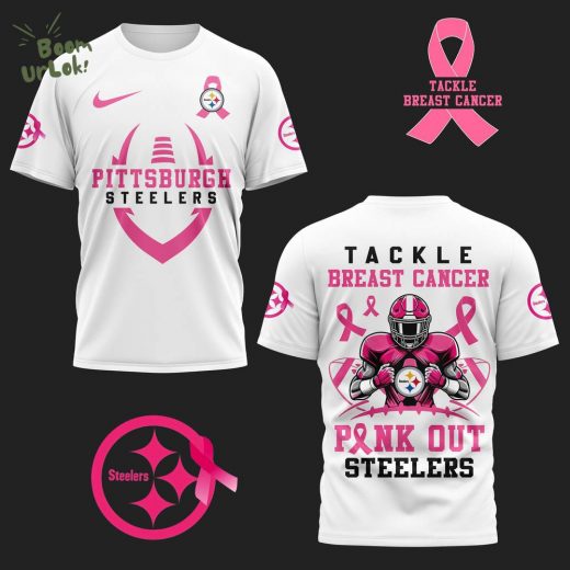 Tackle Breast Cancer Steelers White Hot New Design 2024 Shirt – NFL Cancer Awareness Shirt