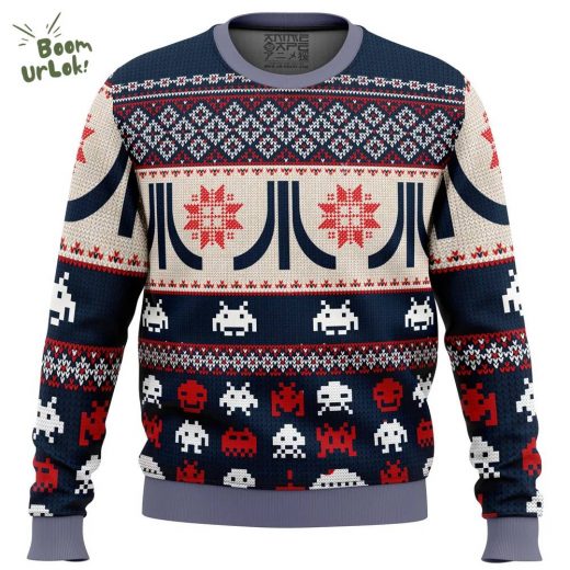 Atari Classic Retro Ugly Christmas Sweater – Video Game Holiday Edition