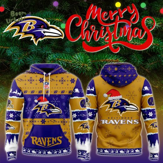 Baltimore Ravens 2024 Christmas Fleece Pullover Hoodie – Holiday Edition