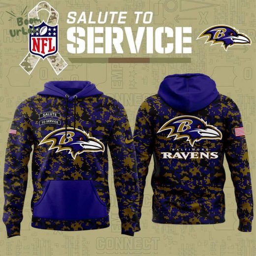 Baltimore Ravens Men’s Nike Camo 2024 Salute to Service Club Fleece Hoodie