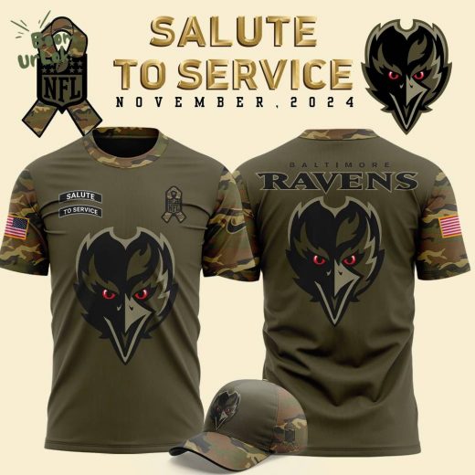 Baltimore Ravens Nike Camo 2024 Salute to Service T-shirt – Military Tribute Edition