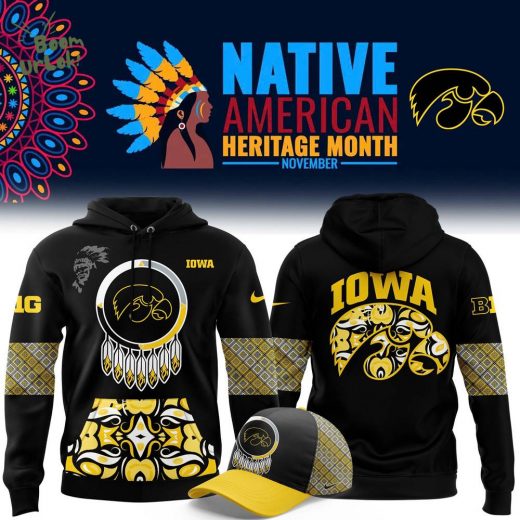 Black Iowa Hawkeyes 2024 Native American Heritage Month Premium Hoodie