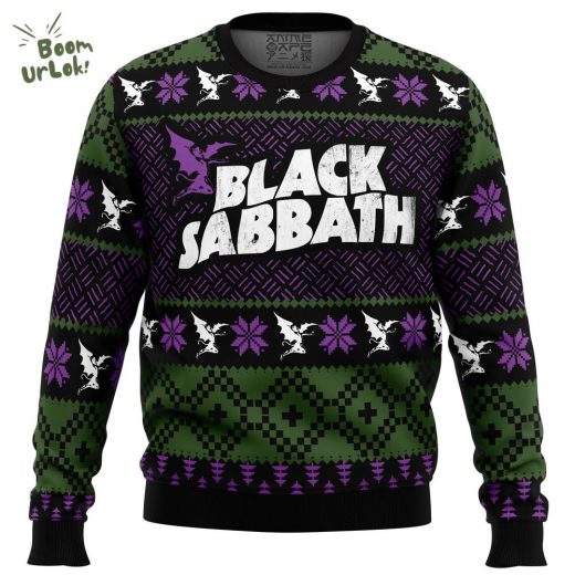 Black Sabbath Rock ‘n Roll Ugly Christmas Sweater – Holiday Music Edition