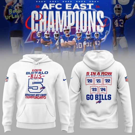 Buffalo Bills AFC EAST Champions 2024 Hoodie – White Edition (Limited)