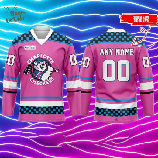 Charlotte Checkers Neon Night 2024 Jersey Custom Name and Number Edition