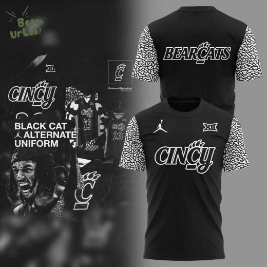 Cincinnati Men’s Basketball Black Cat Alternate Uniform T-Shirt 2024