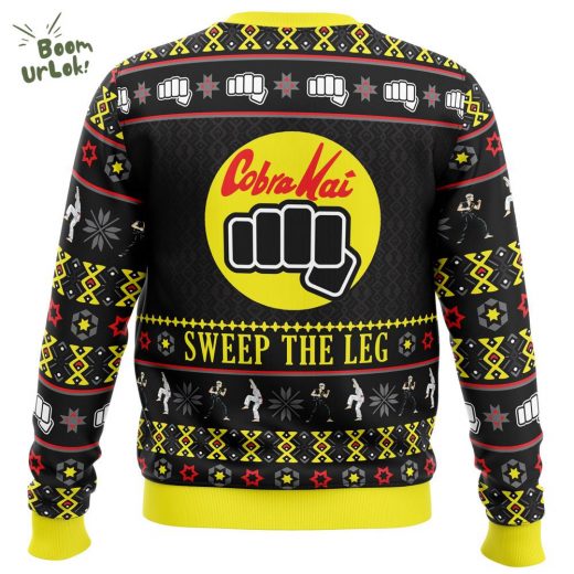 Cobra Kai Sweep The Leg Karate Kid Ugly Christmas Sweater – 80s Movie Holiday Edition