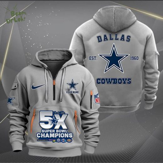 Dallas Cowboys Custom Name Gray Hoodie (Personalized)