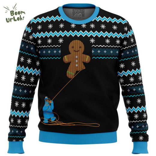 Gingerbread Cookie Monster Christmas Ugly Christmas Sweater – Sweet Holiday Edition