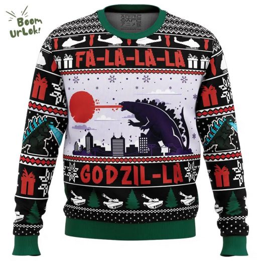 Godzilla FaLaLaLa Godzil-La Ugly Christmas Sweater – Monster Mash Holiday