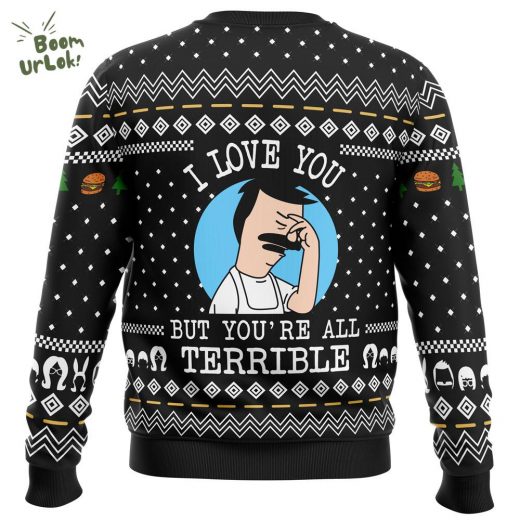 I Love You Bob’s Burgers Ugly Christmas Sweater – TV Show Holiday Special Edition