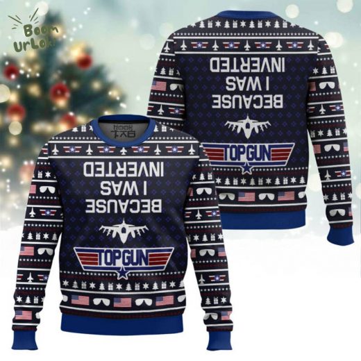 Inverted Top Gun Ugly Christmas Sweater – Flight Pilot Holiday Special