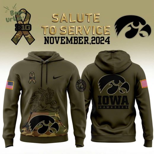 Iowa Hawkeyes Nike Camo 2024 Salute to Service Pullover Hoodie