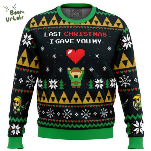 Legend of Zelda Link To My Heart Christmas Sweater – Classic Gaming Holiday Special