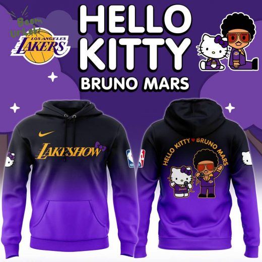 Los Angeles Lakers 2024 Bruno Mars & Hello Kitty Collab Premium Hoodie