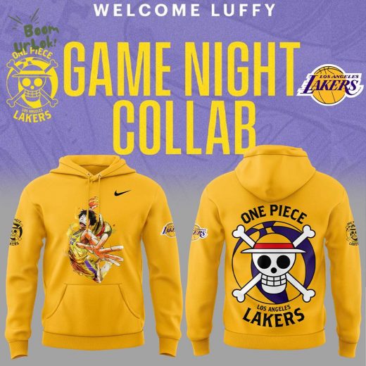 Luffy Joins Lakers One Piece Night Nike Yellow Hoodie 2024 Edition