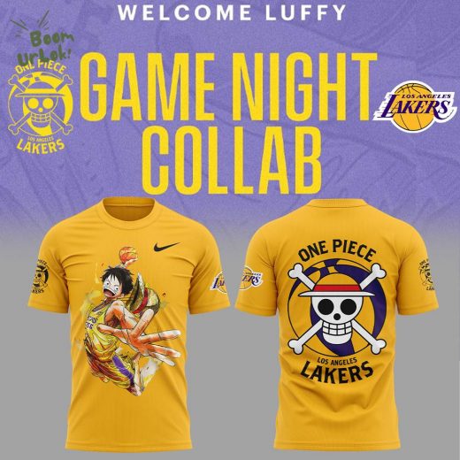 Luffy Joins Lakers One Piece Night Nike Yellow T-Shirt 2024