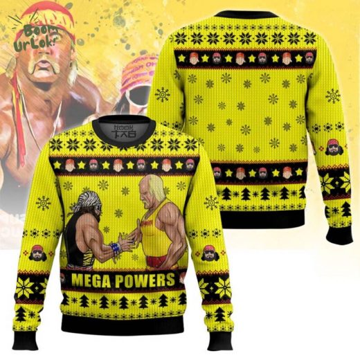 Macho Man Hulk Hogan Mega Powers Ugly Christmas Sweater – Wrestling Duo Edition