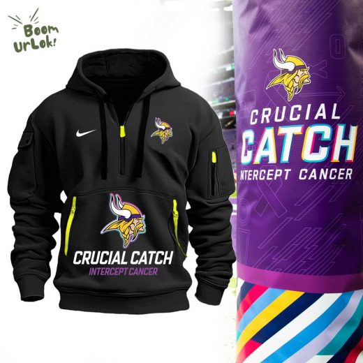 Minnesota Vikings Crucial Catch Black Half Zip 2024 Hoodie – Limited Edition