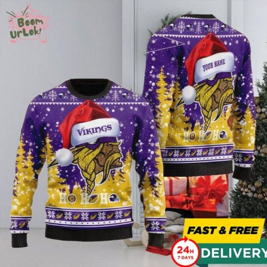 NFL Minnesota Vikings Ugly Christmas Sweater with Thermos – Holiday Special