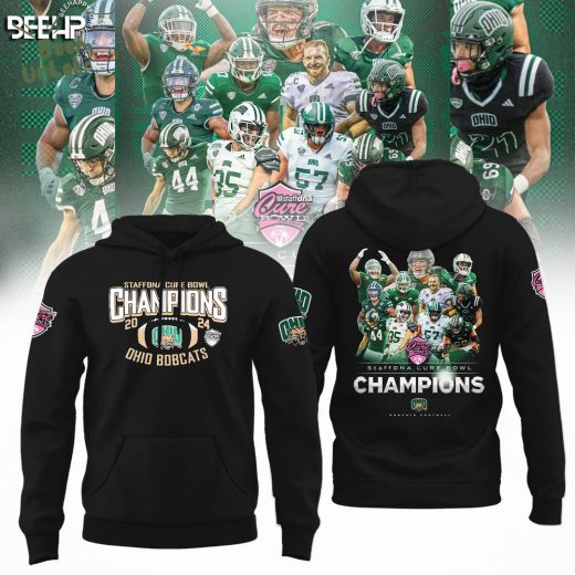 Ohio Bobcats 2024 CURE Bowl Champions Black Hoodie