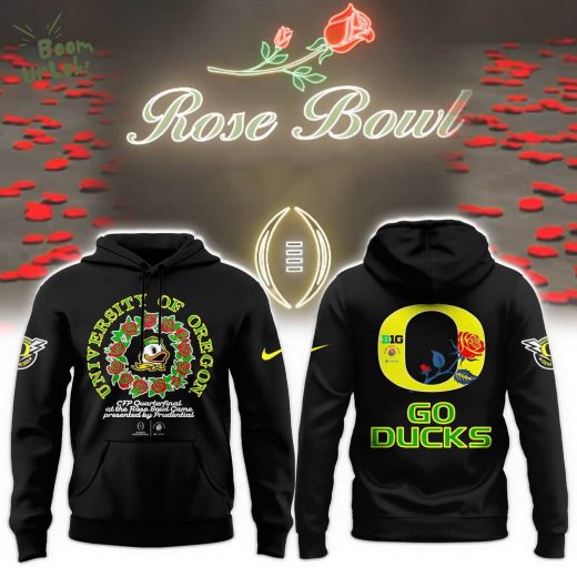 Oregon Duck Rose Bowl Game 2025 Playoff Black Hoodie Limited