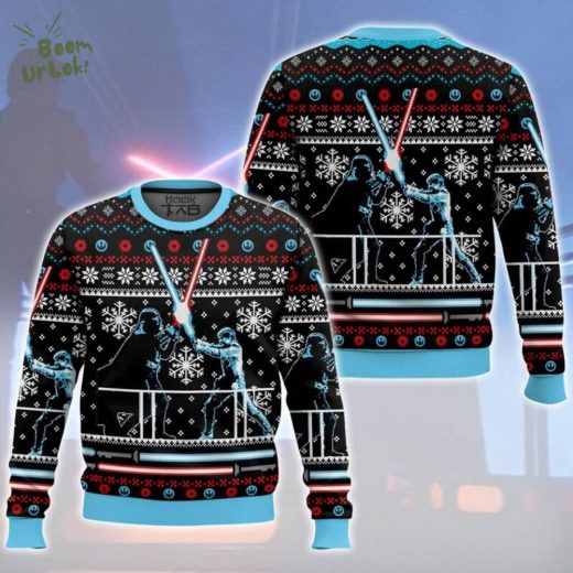 Star Wars Lightsaber Duel Faux Ugly Christmas Sweater – Jedi Christmas Edition