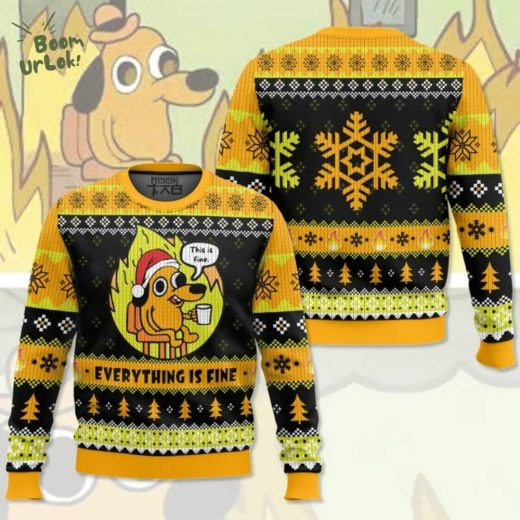 This Is Fine Meme Ugly Christmas Sweater – Internet Culture Holiday Special