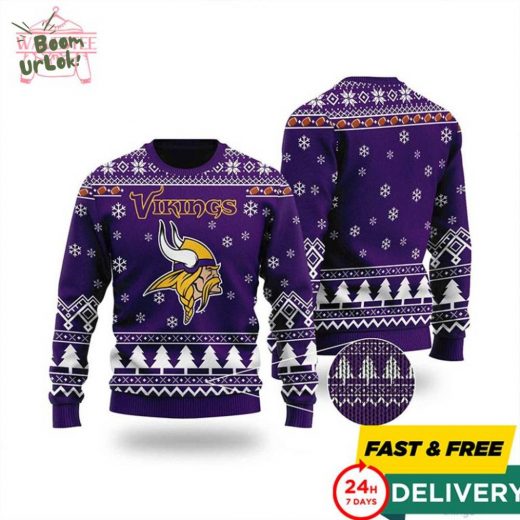 Vikings Football Ugly Christmas Sweater – Minnesota American Holiday Edition