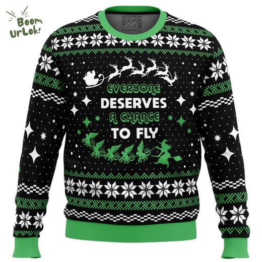 Wicked Christmas Everyone Deserves to Fly Ugly Sweater – Holiday Fun Edition