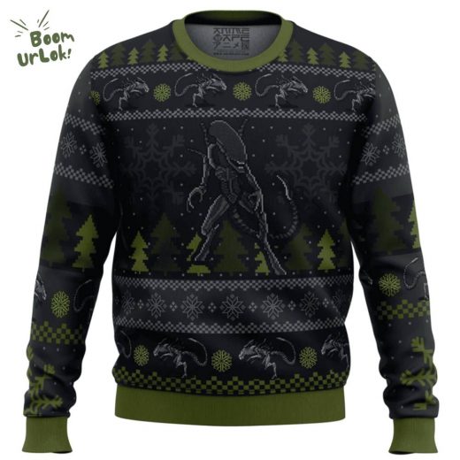 Xenomorph Christmas Bug Hunt Ugly Christmas Sweater – Sci-Fi Holiday Edition