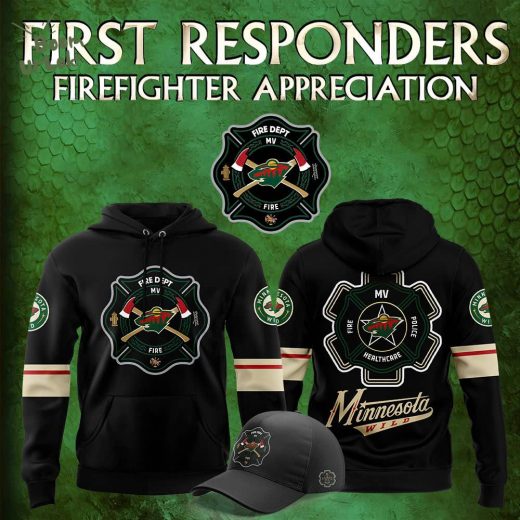 Men’s Nike Minnesota Wild 2024 Firefighter Appreciation Night Premium Pullover Hoodie