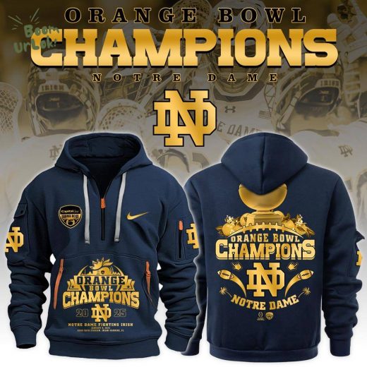 Notre Dame Fighting Irish 2025 Orange Bowl Champions Limited Edition Navy Hoodie