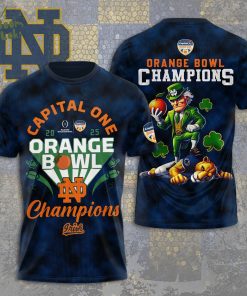 Notre Dame Fighting Irish 3D Football T-Shirt – Orange Bowl Champions 2025
