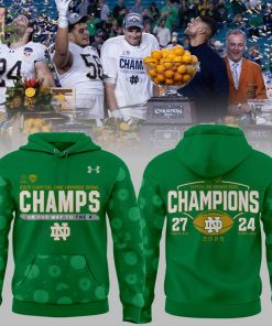 Notre Dame Fighting Irish Football NCAA Under Armour Orange Bowl Champions Green Hoodie 2025