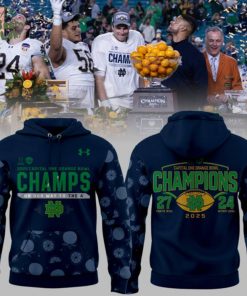 Notre Dame Fighting Irish Football NCAA Under Armour Orange Bowl Champions Navy Hoodie 2025