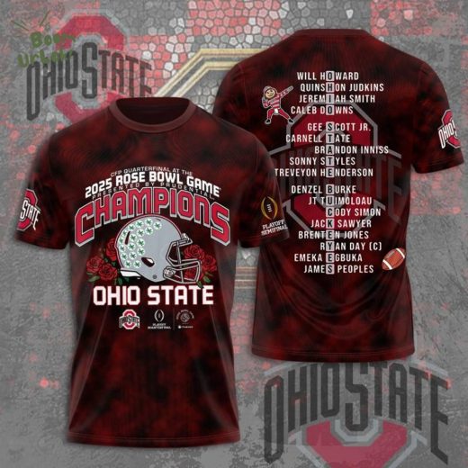 Ohio State Buckeyes Football 3D Red T-shirt – Official Team Shirt