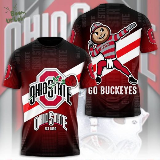 Ohio State Buckeyes Rose Football 3D T-shirt – 2025 Rose Bowl Edition