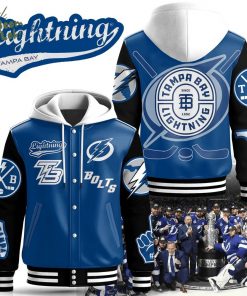 Tampa Bay Lightning Bolts Hooded Baseball Jacket 2024