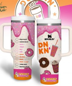 Dunkin Donuts Drinks Custom Stanley Quencher 40oz Stainless Steel Tumbler with Handle – Personalized Drinkware