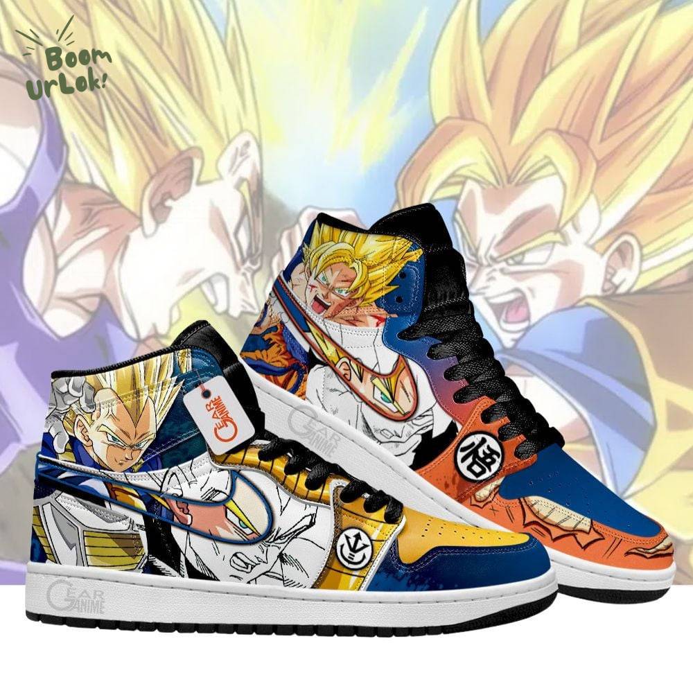 Goku & Vegeta J1s Sneakers - Saiyan Rivalry Collection AJ1 Shoes Limited Edition Goku & Vegeta J1s Sneakers - Saiyan Rivalry Collection AJ1 Shoes Limited Edition
