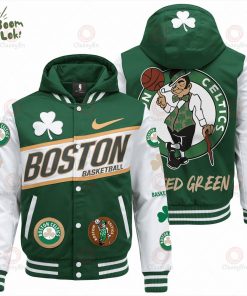 Green & White Boston Team Basketball Hooded Varsity Jacket – Basketball Fan Apparel