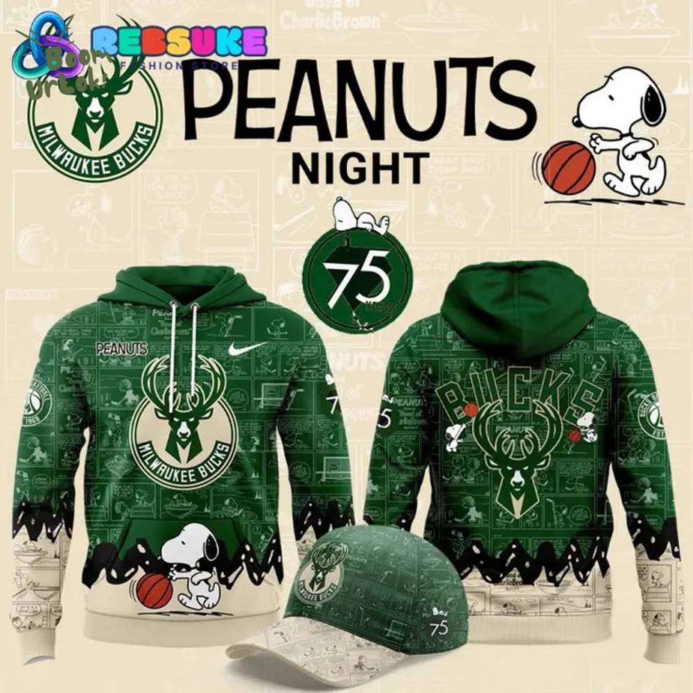 Milwaukee Bucks 75th Anniversary of Peanuts Limited Edition Hoodie Milwaukee Bucks 75th Anniversary of Peanuts Limited Edition Hoodie
