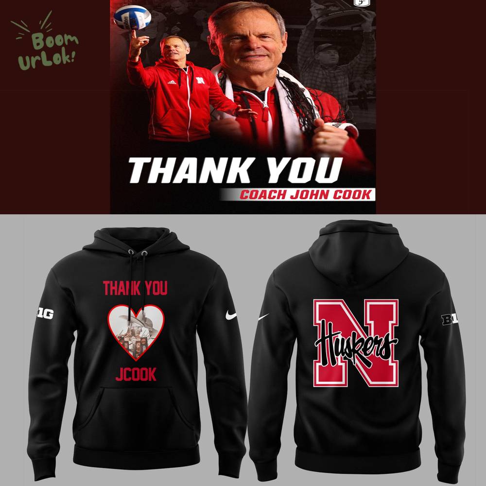Nebraska Volleyball 2025 Thanks Coach John Cook Black Hoodie - Limited Edition Nebraska Volleyball 2025 Thanks Coach John Cook Black Hoodie - Limited Edition